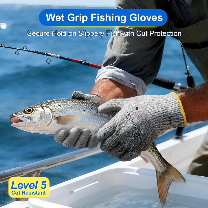 Dowellife Level 5 Cut Resistant Work Gloves for Men and Women, PU Coated Breathable Gardening Gloves, Thin Flexible and Firm Grip for Mechanics and Fishing (Medium, Grey) - Image 5